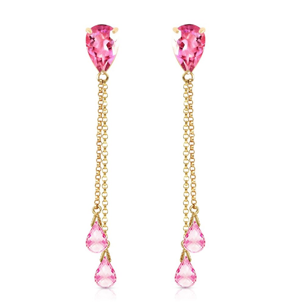 14K. GOLD CHANDELIER EARRING W NATURAL PINK TOPAZ